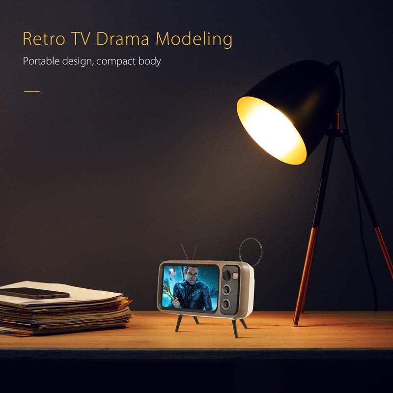 UnnFiko Wireless Bluetooth Speakers Retro TV Style Stand Holder, Cartoon Desktop Bracket Desk Mount, Universal for Samsung iPhone 12 13 14 11 Pro Max (TV Brown Bluetooth) - Image 4